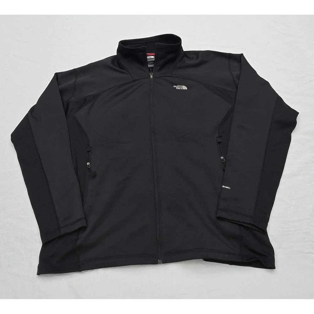 The North Face FlashDry Full Zip Jacket Mens XL Black Mock Neck Fleece Lined